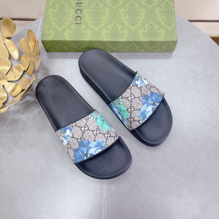 Gucci 男士拖鞋 Bloom Print 蓝色 408508 G2200
