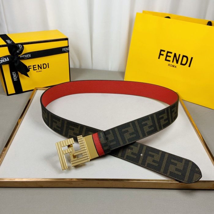 Fendi 女士双 F 扣腰带棕色，女士腰带