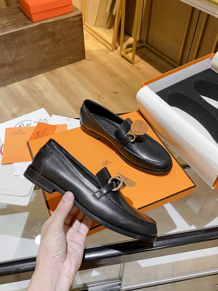 Hermes Destin 女式乐福鞋黑色，女鞋 H212114Z 02390