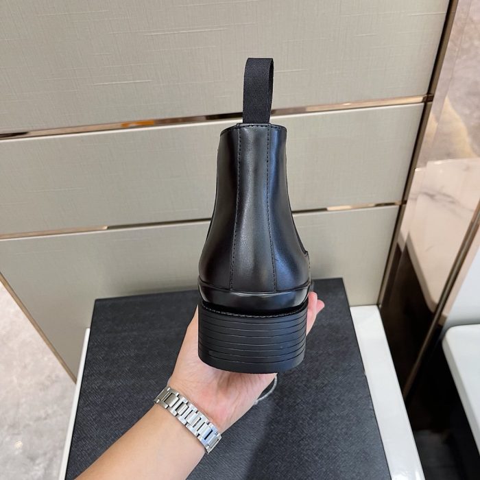 Prada 男士黑色拉丝切尔西靴 1.8 英寸/45 毫米 PRD