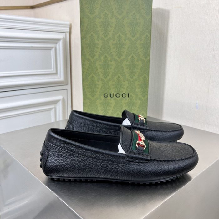Gucci 男士黑色织带细节乐福鞋 6246981XH101066
