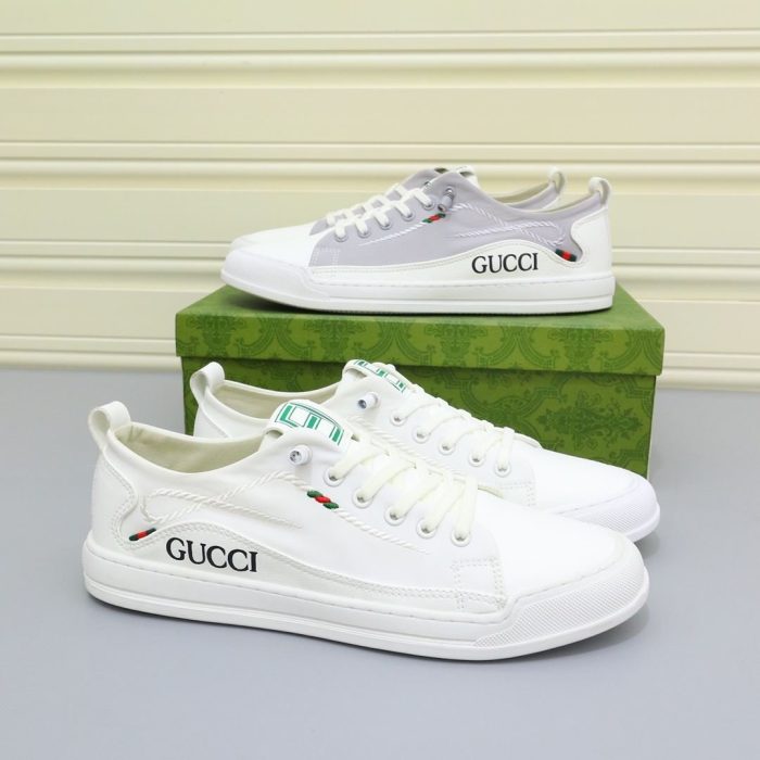 Gucci 男式扭绳刺绣白色和浅紫色男士运动鞋