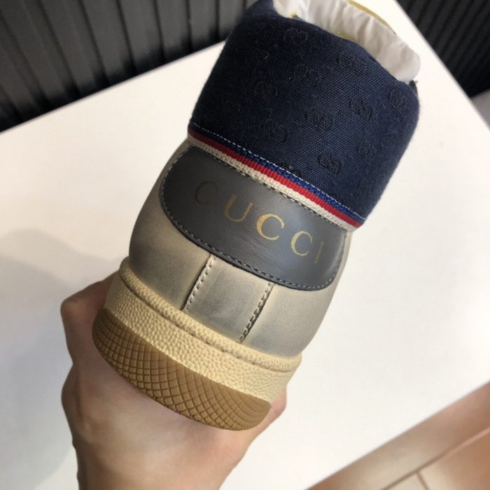 Gucci 男士 GG Screener 仿旧高帮男士灰白蓝色 563730