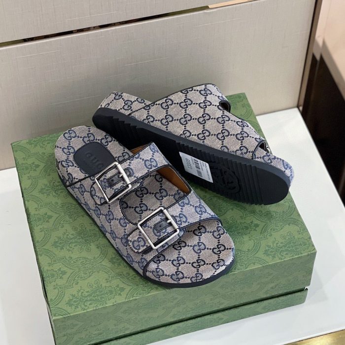 Gucci 女式带肩带拖鞋蓝色 658020 2HK60