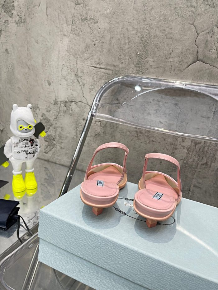 Prada 女士粉色网布露跟高跟鞋 PRD