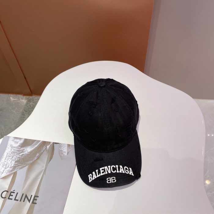 Balenciage 徽标遮阳帽 黑色帽子