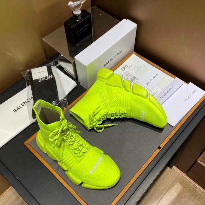 Balenciaga Speed 2.0 男士系带再生针织运动鞋黄色