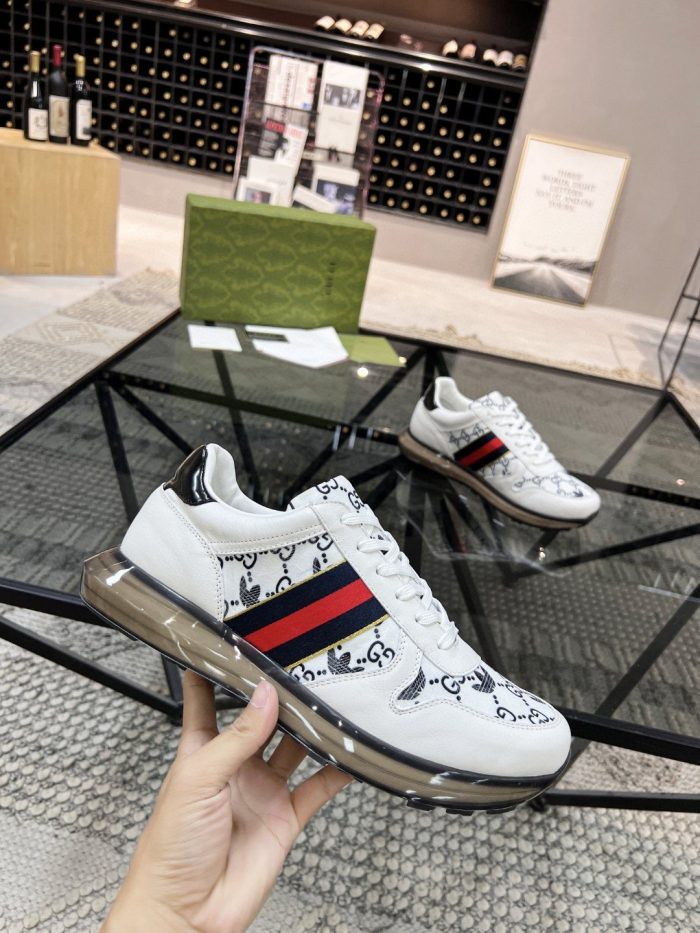 Gucci x Adidas 男式 GG 男士白色织带运动鞋