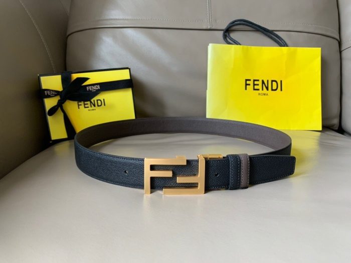 Fendi 女士双 F 扣灰色腰带，女士腰带