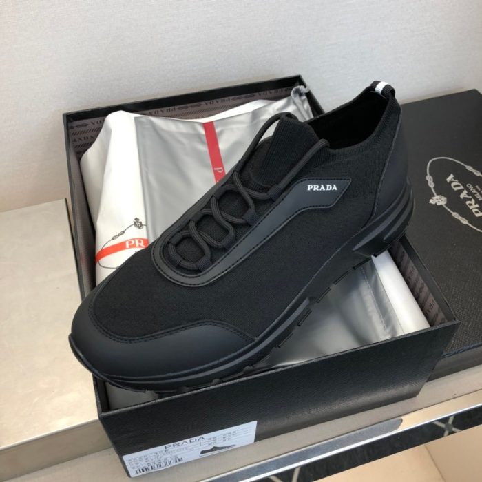 Prada 男士黑色针织面料运动鞋 1.6 英寸/40 毫米 PRD
