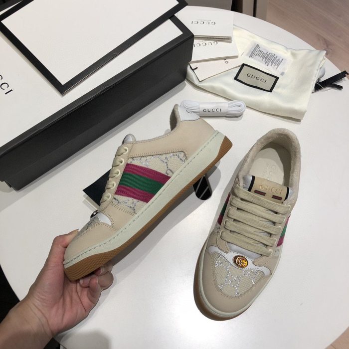 Gucci 男士 Screener GG 低帮米色粉绿色男士 546551