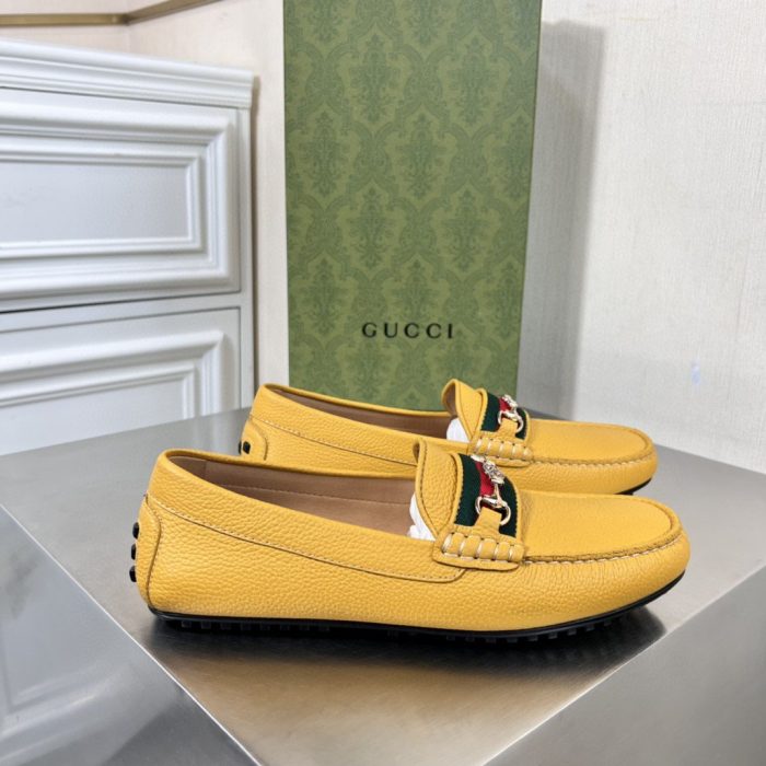 Gucci 男士黄色织带细节乐福鞋 6246981