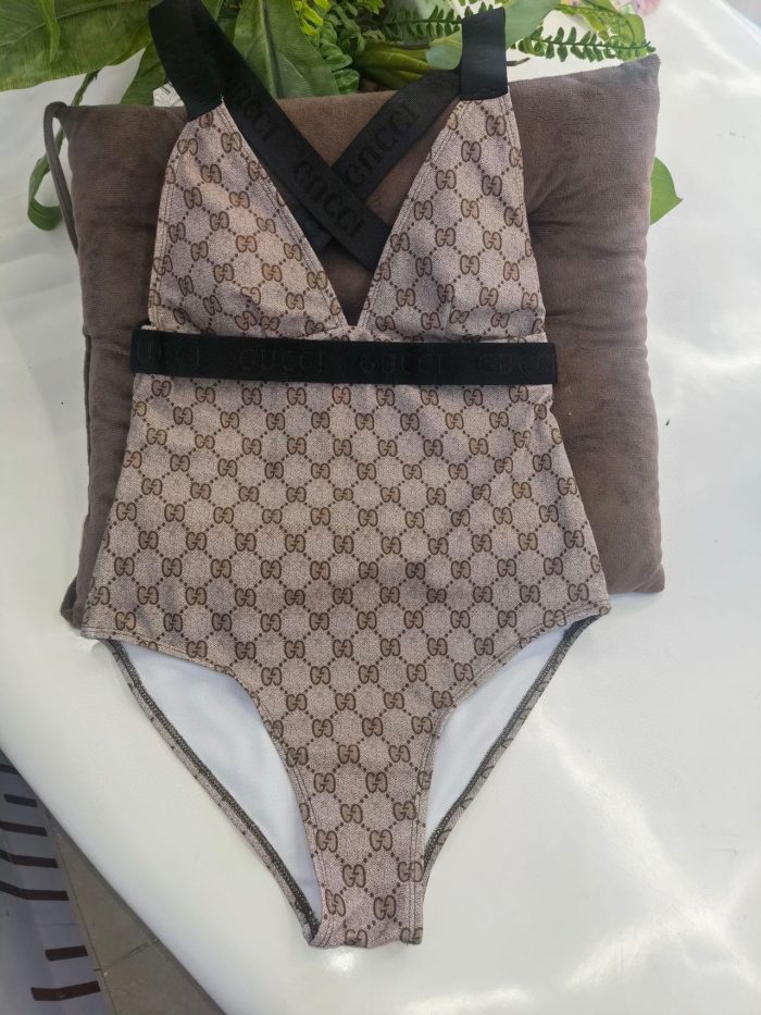 GG 女式连体泳衣 棕色