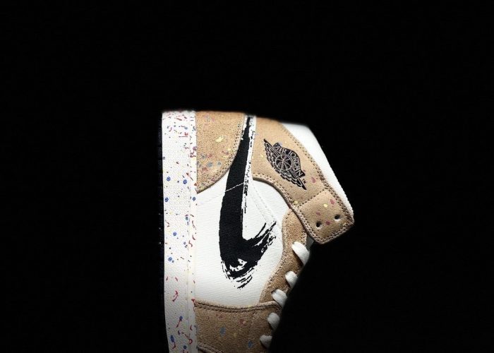 Nike Air Jordan 1 Mid Beige With Brushlines 女式运动鞋，女鞋