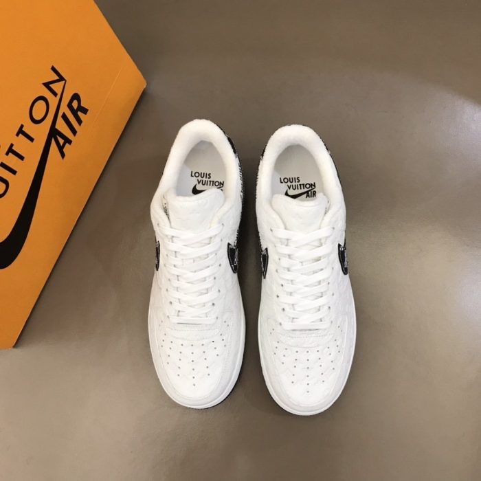 高仿Louis Vuitton 和 Virgil Abloh 设计的 Nike Air Force 1 男装白黑款，男鞋