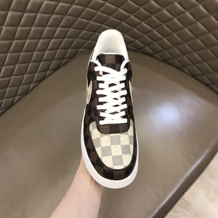 高仿Louis Vuitton 和 Nike Air Force 1 By Virgil Abloh 棕白色男士、男鞋