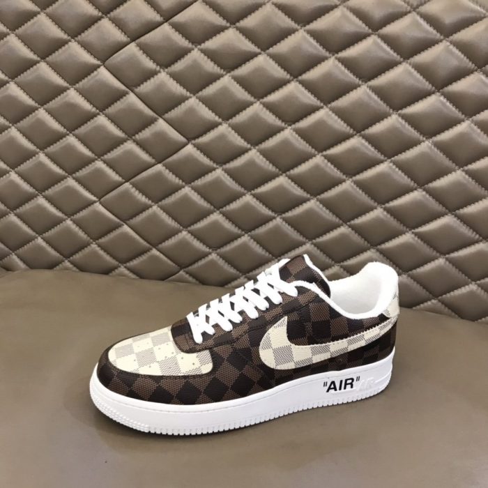 高仿Louis Vuitton 和 Nike Air Force 1 By Virgil Abloh 棕白色男士、男鞋
