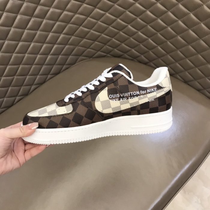 高仿Louis Vuitton 和 Nike Air Force 1 By Virgil Abloh 棕白色男士、男鞋