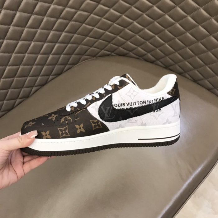 高仿Louis Vuitton 和 Nike Air Force 1 By Virgil Abloh 棕白色男士、男鞋