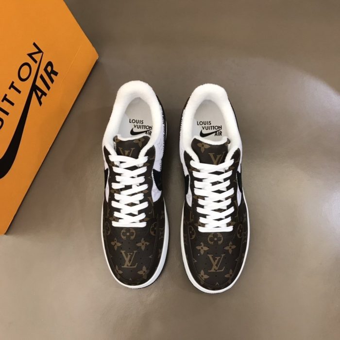 高仿Louis Vuitton 和 Nike Air Force 1 By Virgil Abloh 棕白色男士、男鞋