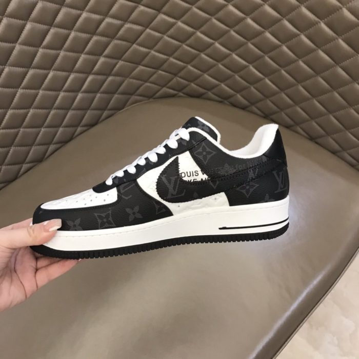 高仿Louis Vuitton 和 Virgil Abloh 设计的 Nike Air Force 1 男士黑白鞋、男鞋