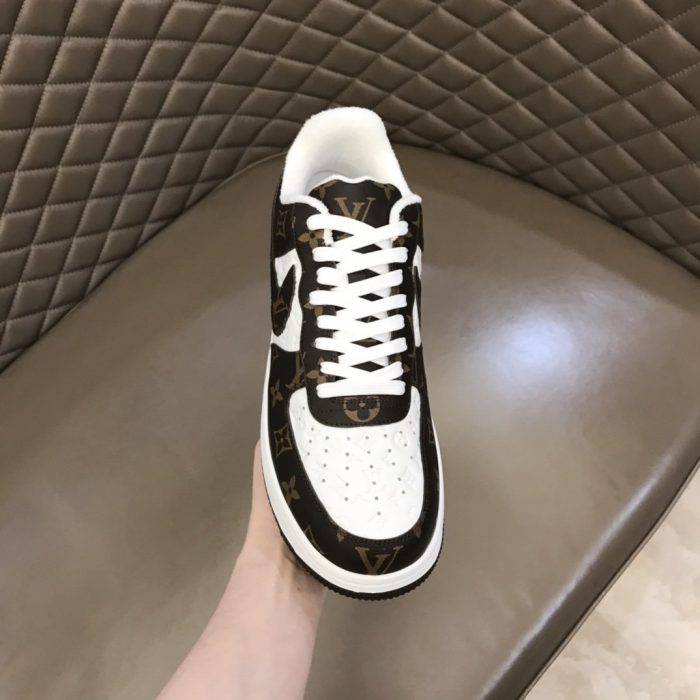 高仿Louis Vuitton 和 Nike Air Force 1 By Virgil Abloh 棕白色男士、男鞋