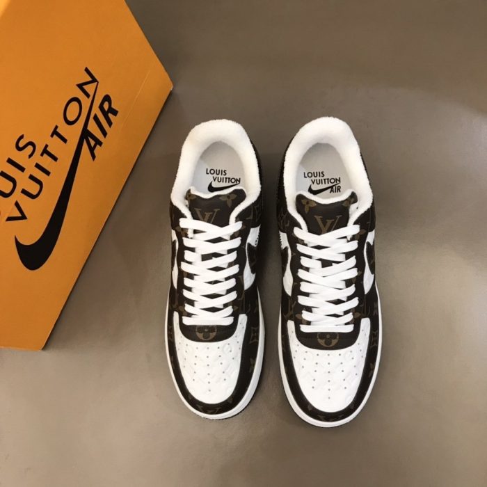 高仿Louis Vuitton 和 Nike Air Force 1 By Virgil Abloh 棕白色男士、男鞋