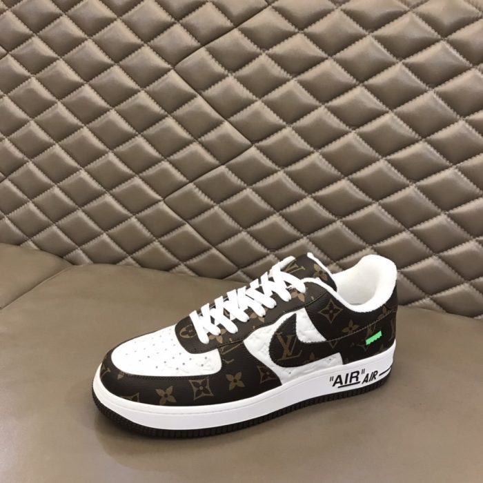 高仿Louis Vuitton 和 Nike Air Force 1 By Virgil Abloh 棕白色男士、男鞋