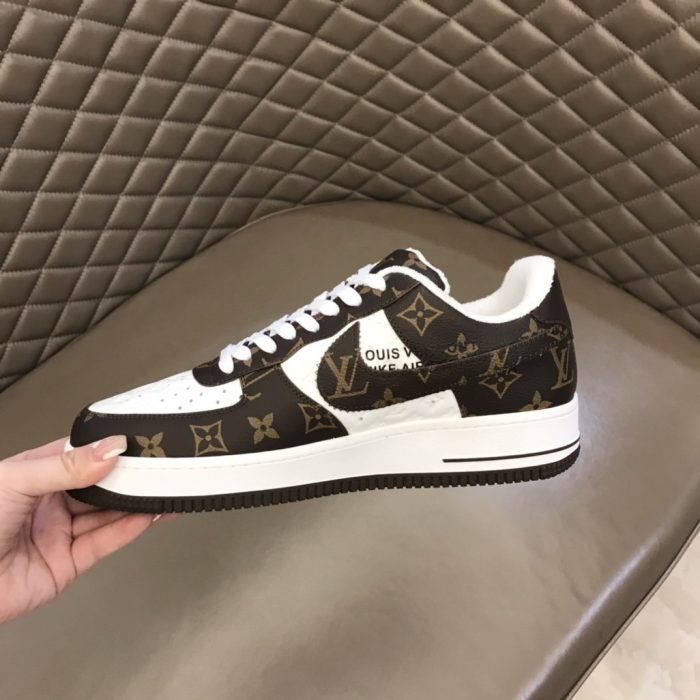 高仿Louis Vuitton 和 Nike Air Force 1 By Virgil Abloh 棕白色男士、男鞋