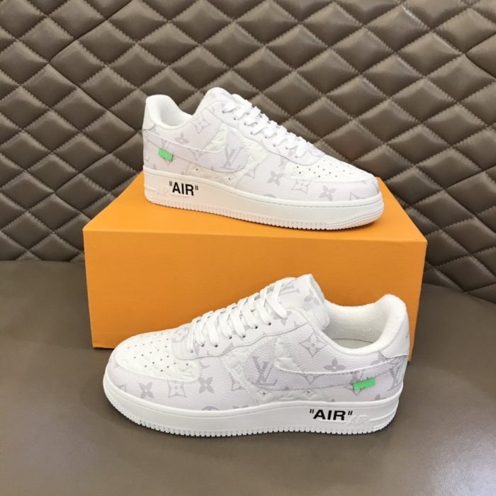高仿Louis Vuitton 和 Nike Air Force 1 By Virgil Abloh 白色男士、男鞋