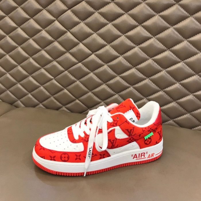 高仿Louis Vuitton 和 Nike Air Force 1 By Virgil Abloh 白色/彗星红男士，男鞋 1A9VA9