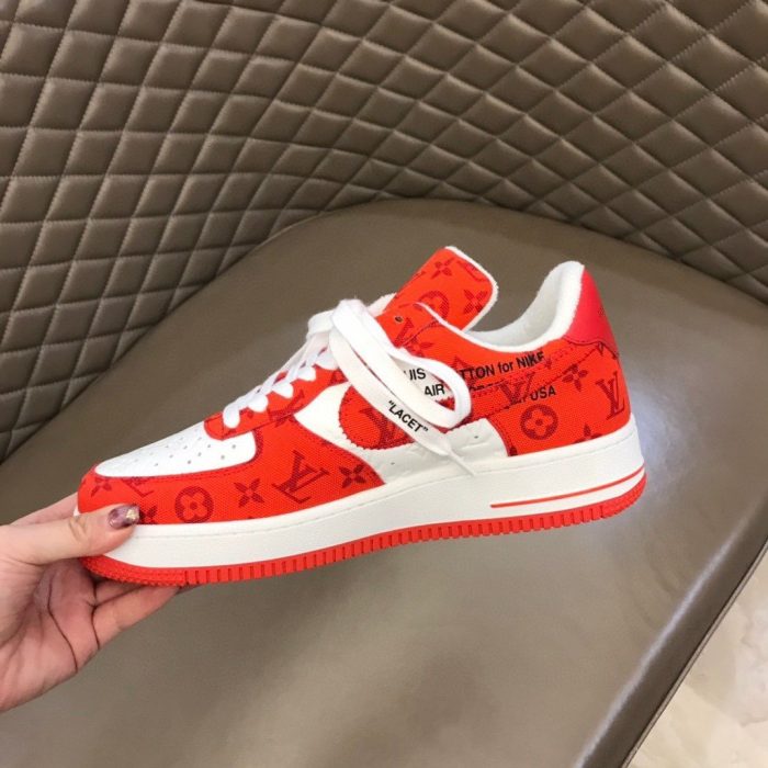 高仿Louis Vuitton 和 Nike Air Force 1 By Virgil Abloh 白色/彗星红男士，男鞋 1A9VA9