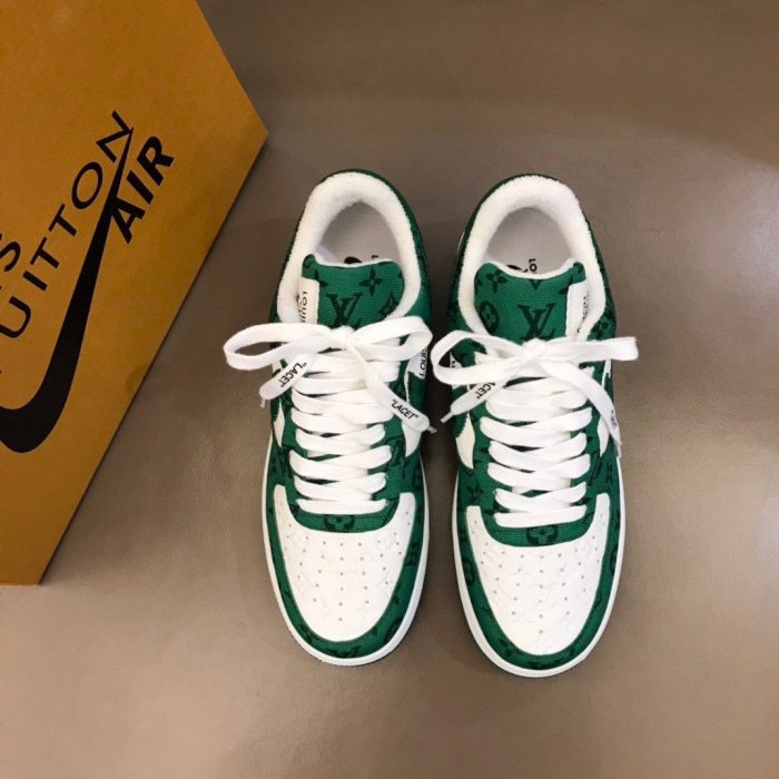 高仿Louis Vuitton 和 Nike Air Force 1 By Virgil Abloh 白色/运动绿男士，男鞋 1A9V9U