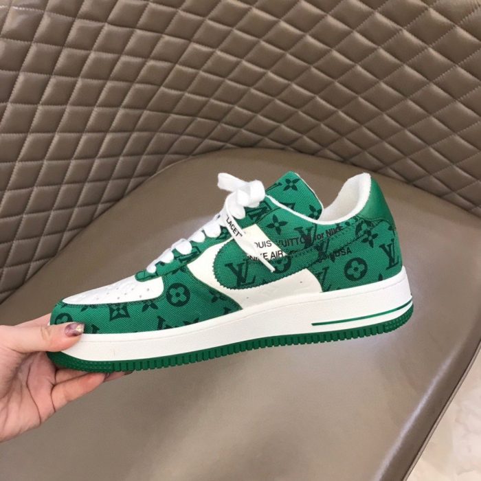 高仿Louis Vuitton 和 Nike Air Force 1 By Virgil Abloh 白色/运动绿男士，男鞋 1A9V9U