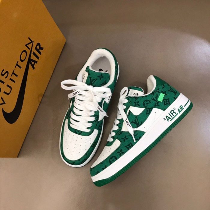 高仿Louis Vuitton 和 Nike Air Force 1 By Virgil Abloh 白色/运动绿男士，男鞋 1A9V9U