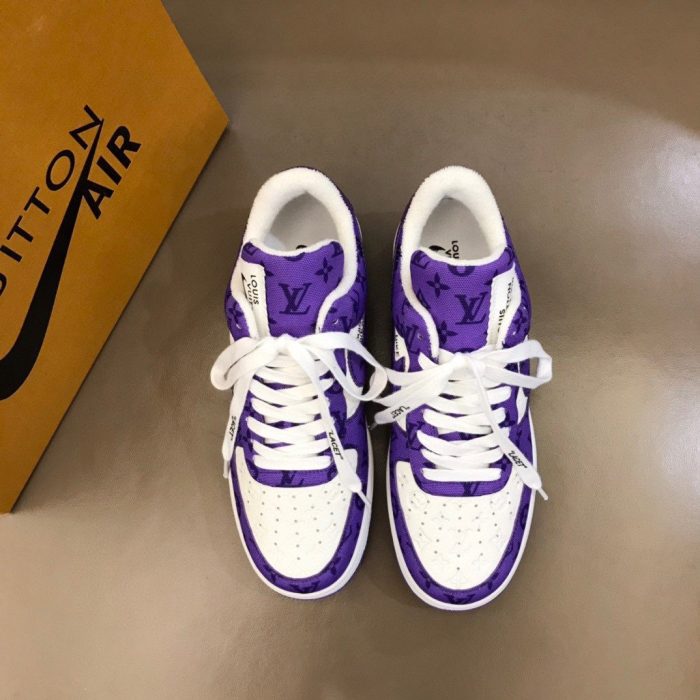 高仿Louis Vuitton 和 Virgil Abloh 设计的 Nike Air Force 1 白色/紫色男士鞋履