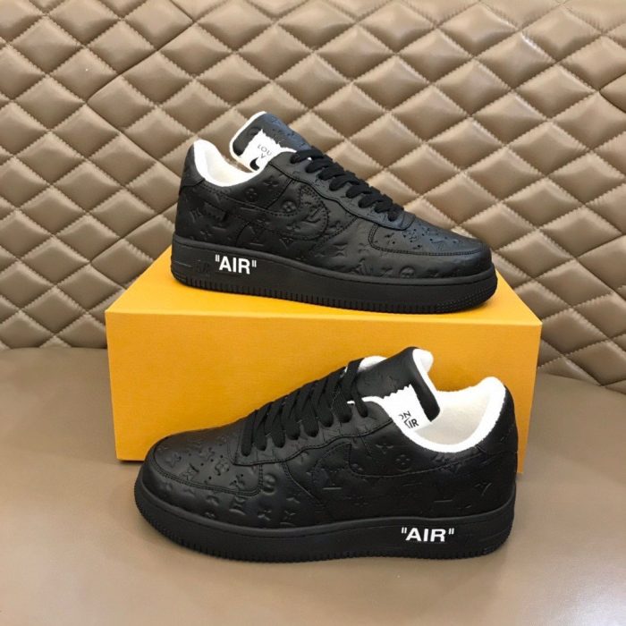 高仿Louis Vuitton 和 Nike Air Force 1 By Virgil Abloh 全黑男士、男鞋