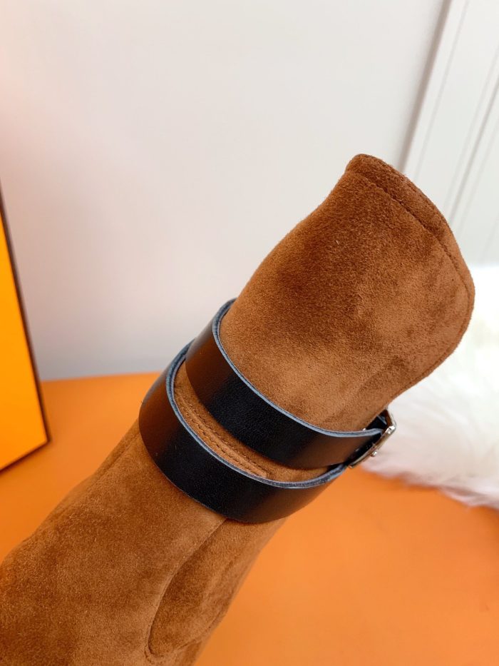 Hermes Frenchie 70 女式踝靴棕色 2.8 英寸/7 厘米