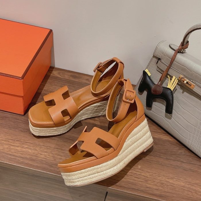 Hermes Doll 40 女式麻底鞋棕色 1.6 英寸/4 厘米