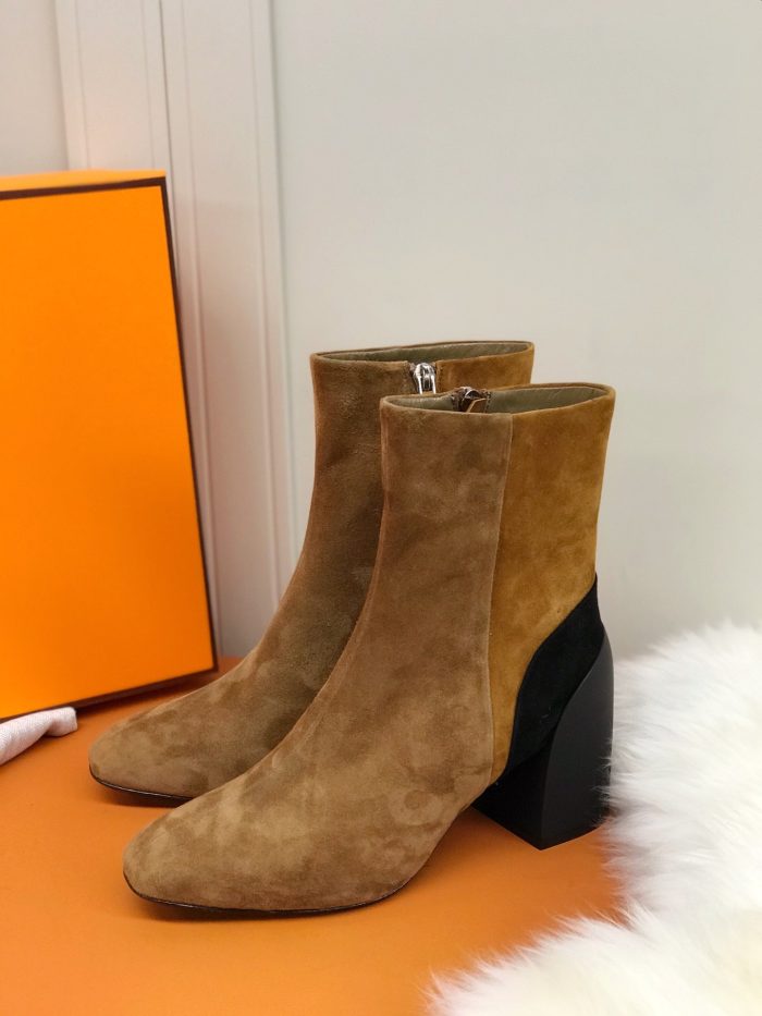 Hermes Brooke 女式踝靴棕色 2.4 英寸/6 厘米 H202045Z E5375