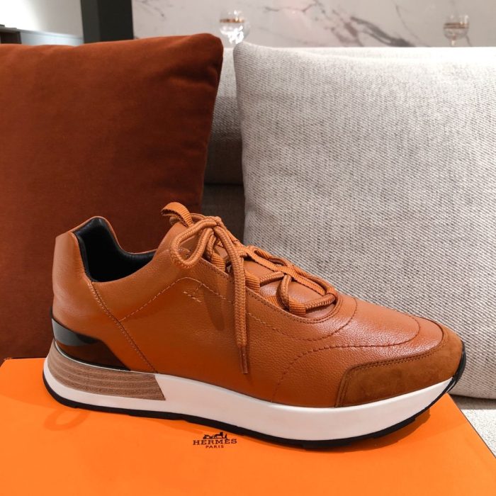 1:1爱马仕 (Hermes) 男士 Miles 运动鞋棕色
