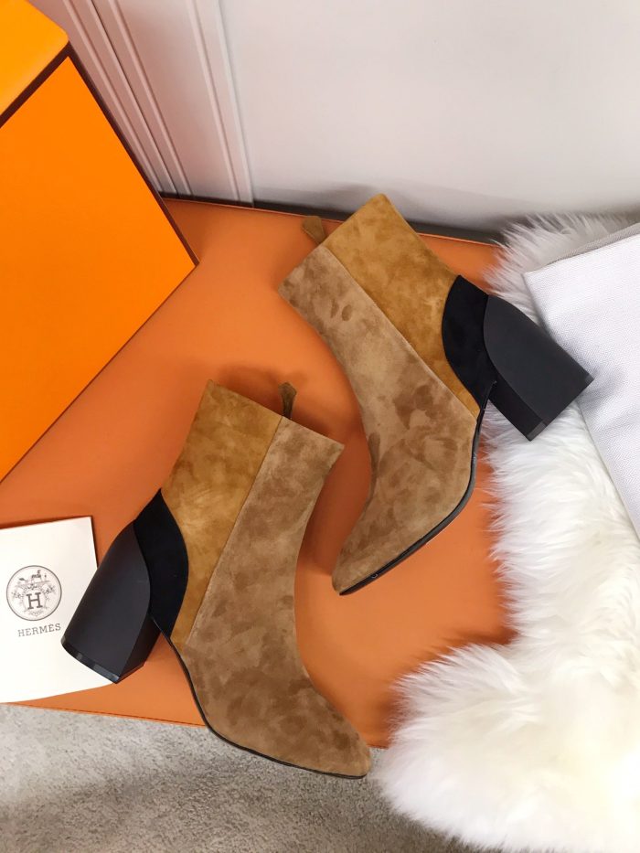 Hermes Brooke 女式踝靴棕色 2.4 英寸/6 厘米 H202045Z E5375