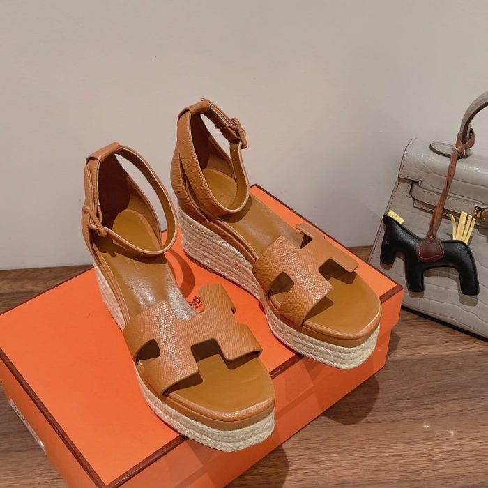 Hermes Doll 40 女式麻底鞋棕色 1.6 英寸/4 厘米