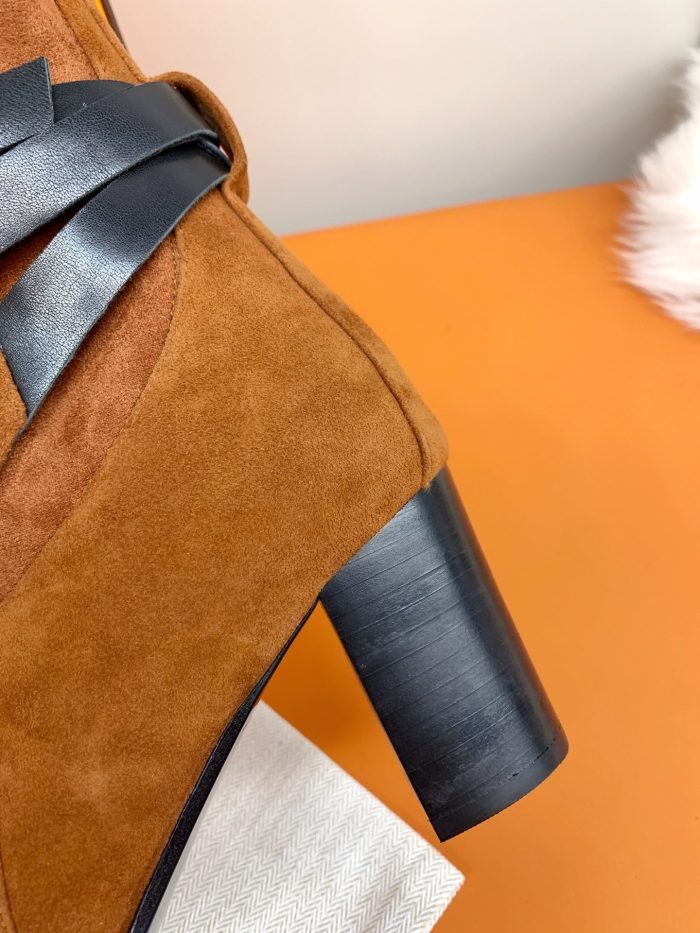 Hermes Frenchie 70 女式踝靴棕色 2.8 英寸/7 厘米