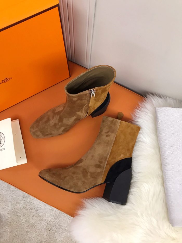 Hermes Brooke 女式踝靴棕色 2.4 英寸/6 厘米 H202045Z E5375