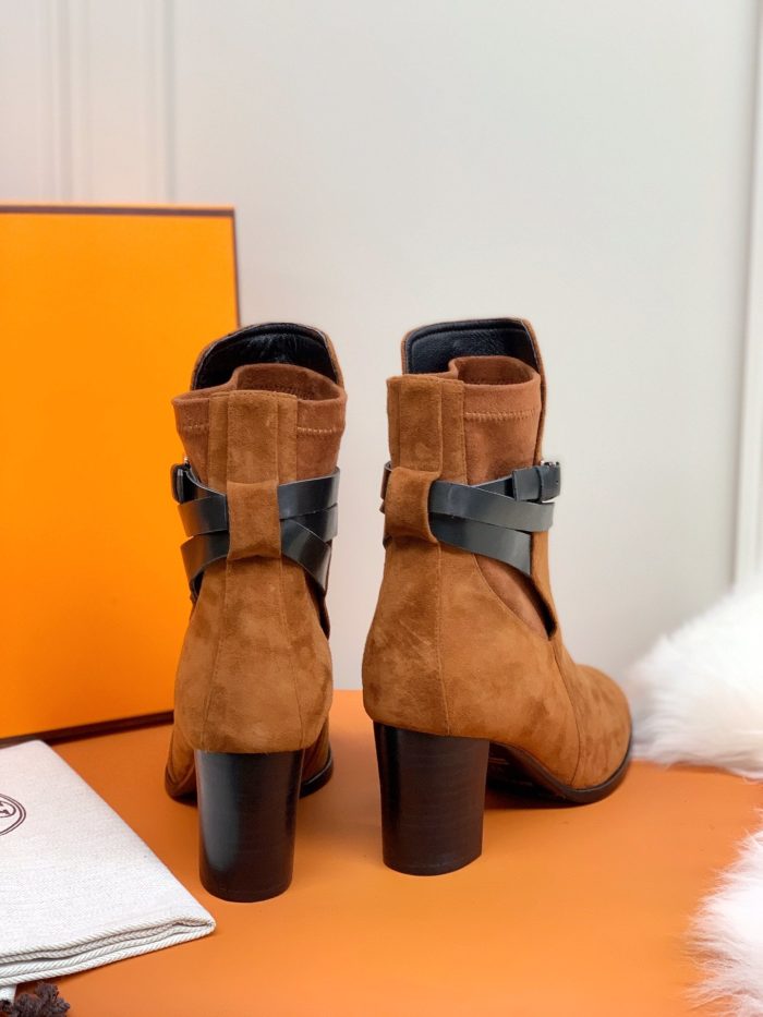Hermes Frenchie 70 女式踝靴棕色 2.8 英寸/7 厘米