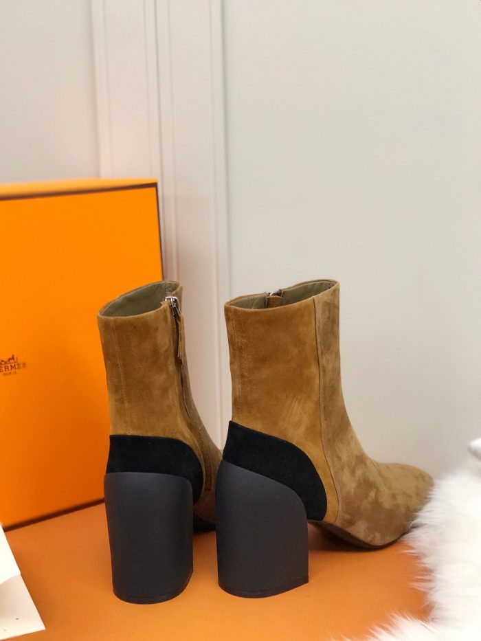 Hermes Brooke 女式踝靴棕色 2.4 英寸/6 厘米 H202045Z E5375