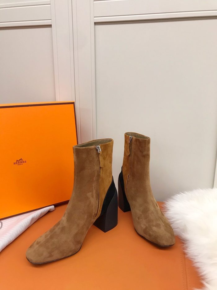 Hermes Brooke 女式踝靴棕色 2.4 英寸/6 厘米 H202045Z E5375