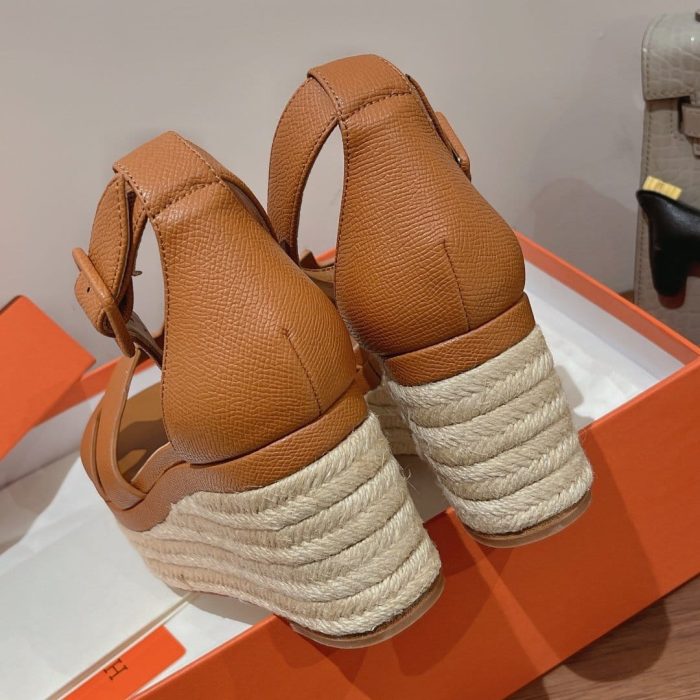 Hermes Doll 40 女式麻底鞋棕色 1.6 英寸/4 厘米