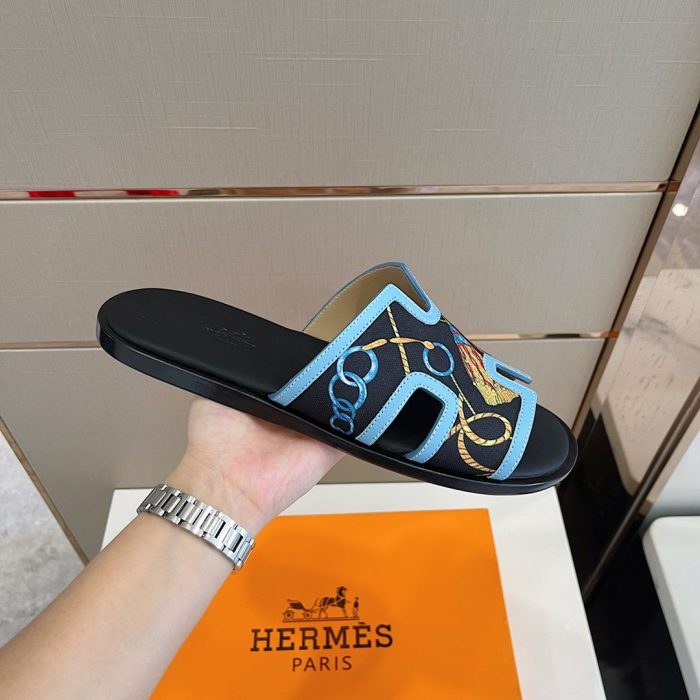 Hermes 伊兹密尔 男士 蓝色多色凉鞋